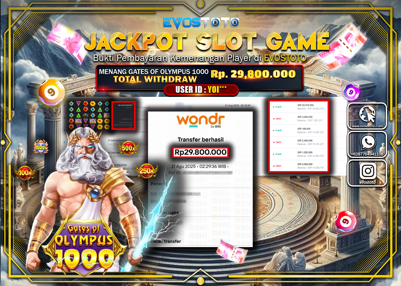 PEMBAYARAN JACKPOT SLOT GATES OF OLYMPUS 1000 Rp29.800.000 DI BAYAR LANGSUNG !