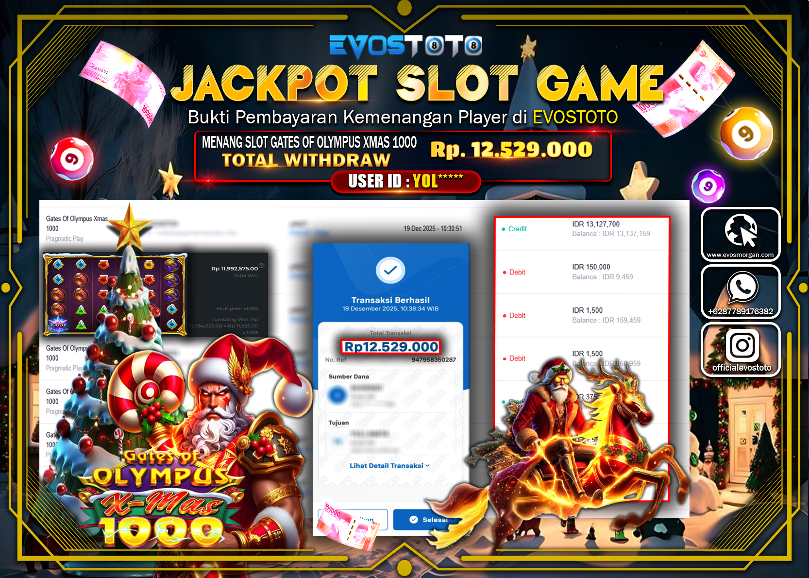 PEMBAYARAN JACKPOT SLOT GATES OF OLYMPUS XMAS 1000 Rp.12.529.000 DI BAYAR LANGSUNG !