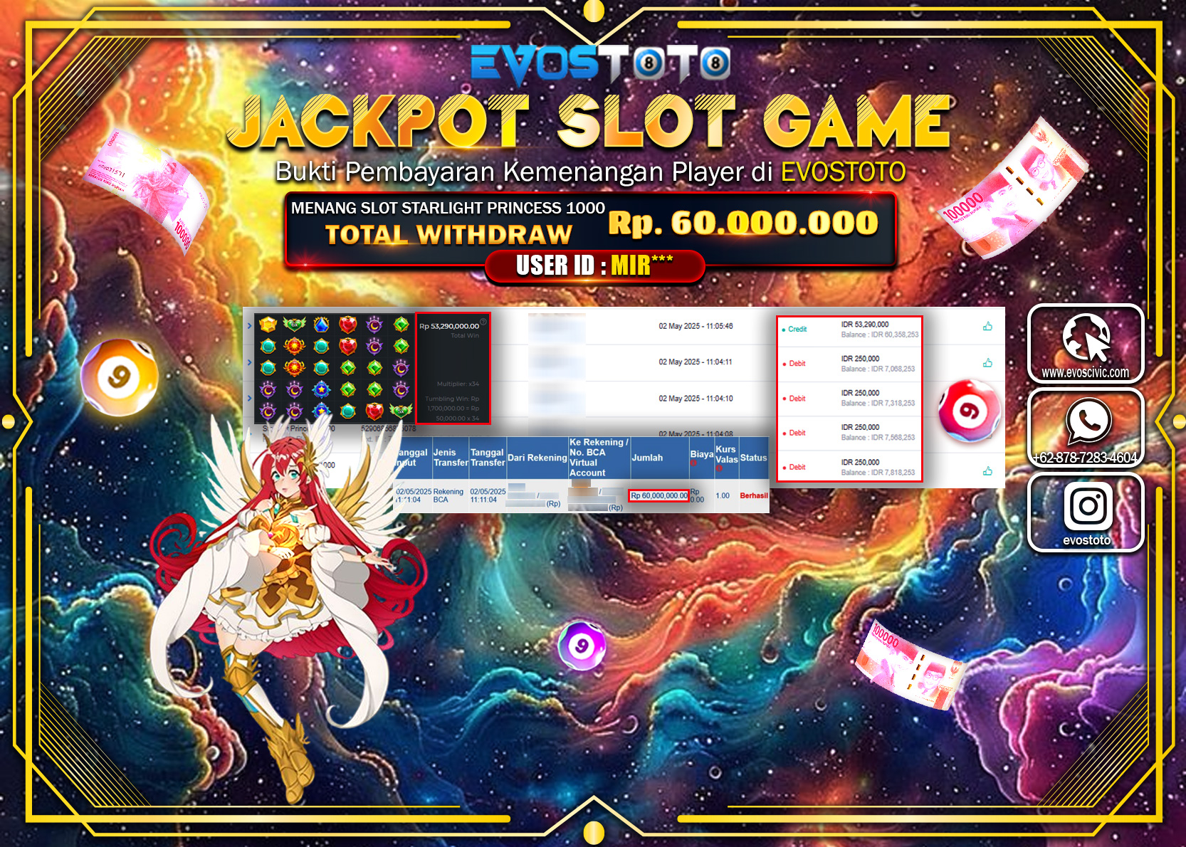 PEMBAYARAN JACKPOT SLOT STARLIGHT PRINCESS 1000 Rp60.000.000 DI BAYAR LANGSUNG !