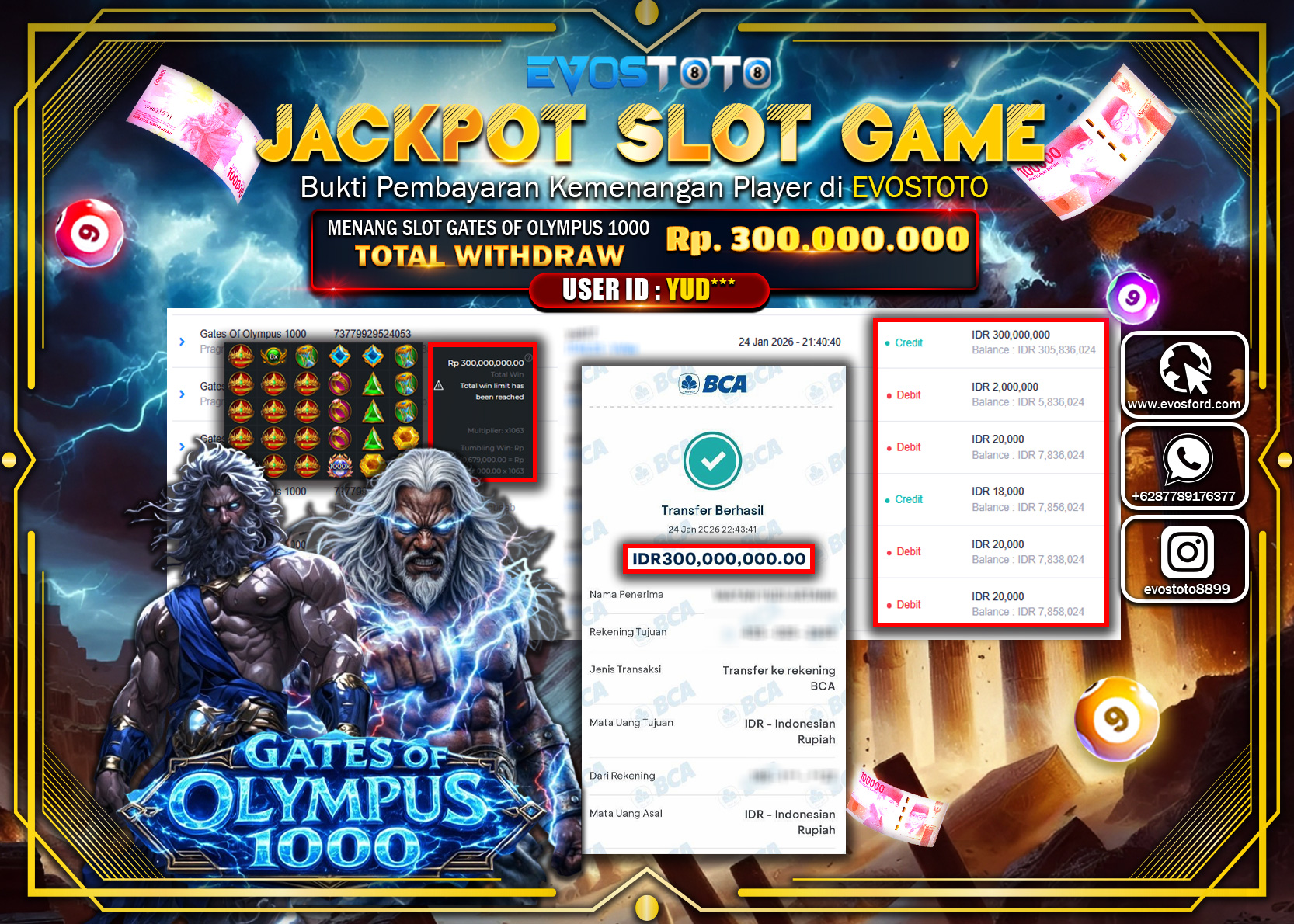 PEMBAYARAN JACKPOT SLOT GATES OF OLYMPUS 1000 Rp.300.000.000 DI BAYAR LANGSUNG !