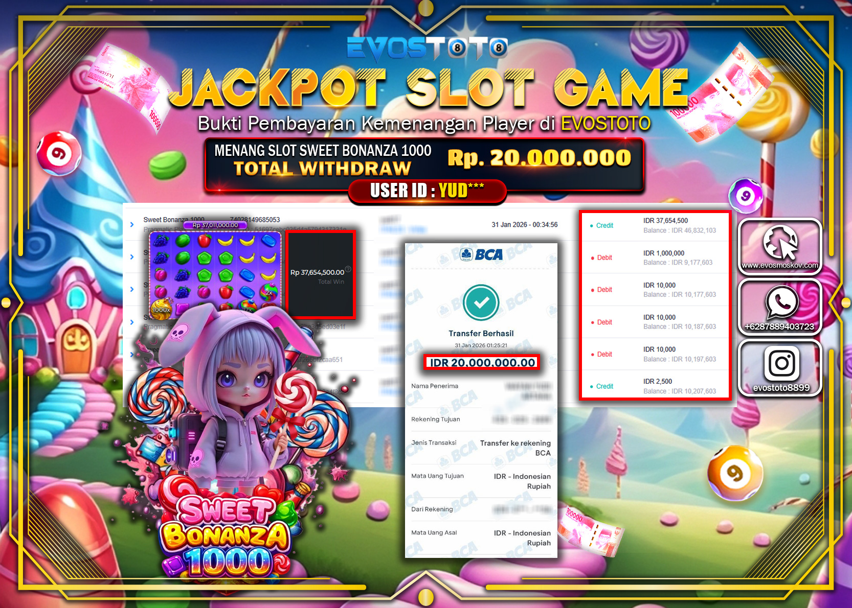 PEMBAYARAN JACKPOT SLOT SWEET BONANZA 1000 Rp.20.000.000 DI BAYAR LANGSUNG !