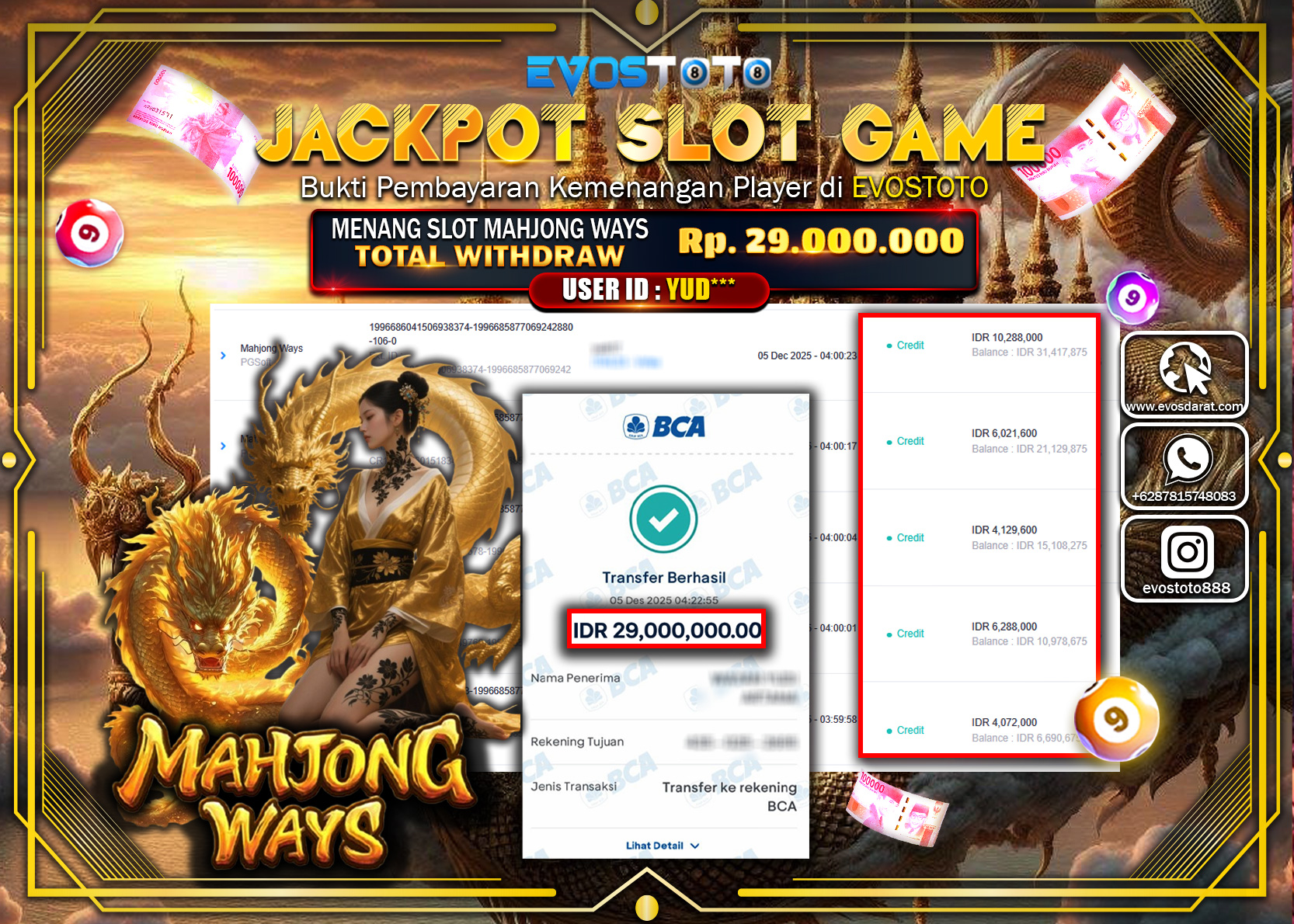 PEMBAYARAN JACKPOT SLOT MAHJONG WAYS Rp.29.000.000 DI BAYAR LANGSUNG !
