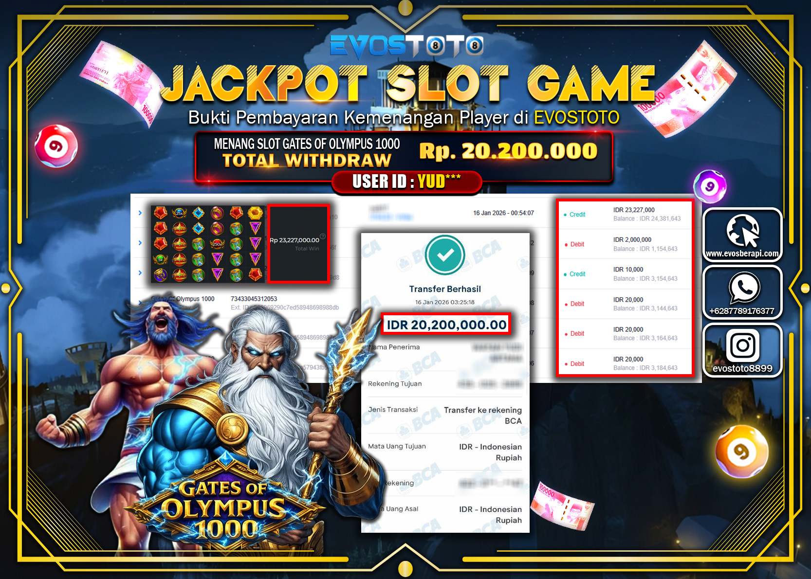 PEMBAYARAN JACKPOT SLOT GATES OF OLYMPUS 1000 Rp.20.200.000 DI BAYAR LANGSUNG !