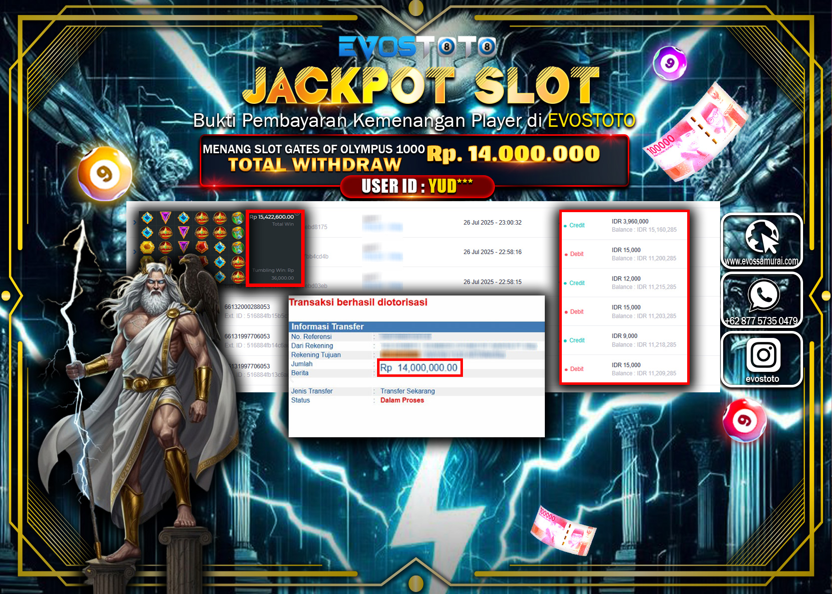 PEMBAYARAN JACKPOT SLOT GATES OF OLYMPUS 1000 Rp.14.000.000 DI BAYAR LANGSUNG !