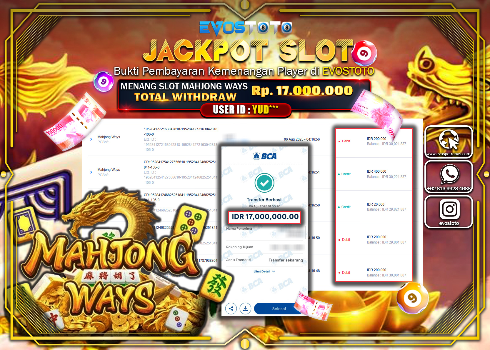PEMBAYARAN JACKPOT SLOT MAHJJONG WAYS Rp17.000.000 DI BAYAR LANGSUNG !