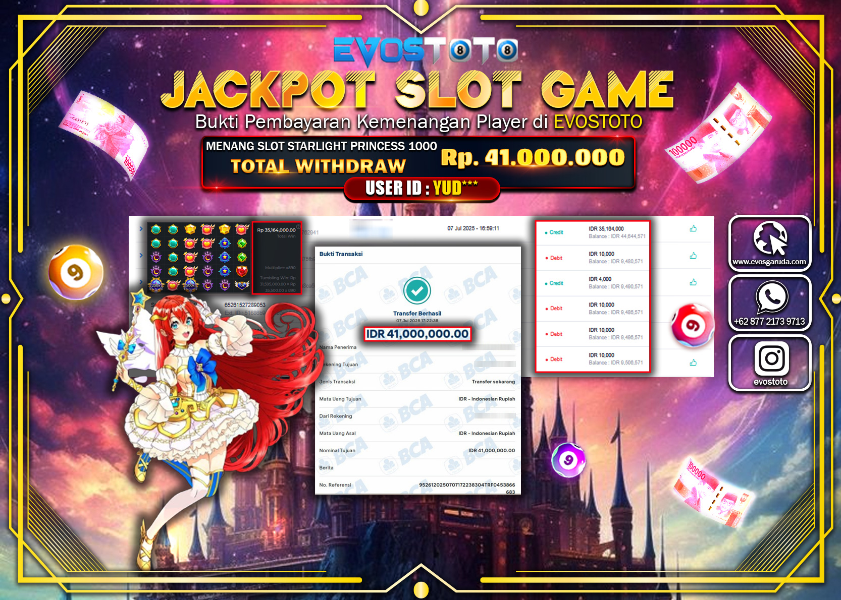 PEMBAYARAN JACKPOT SLOT STARLIGHT PRINCES 1000 RP41.000.000 DI BAYAR LANGSUNG !