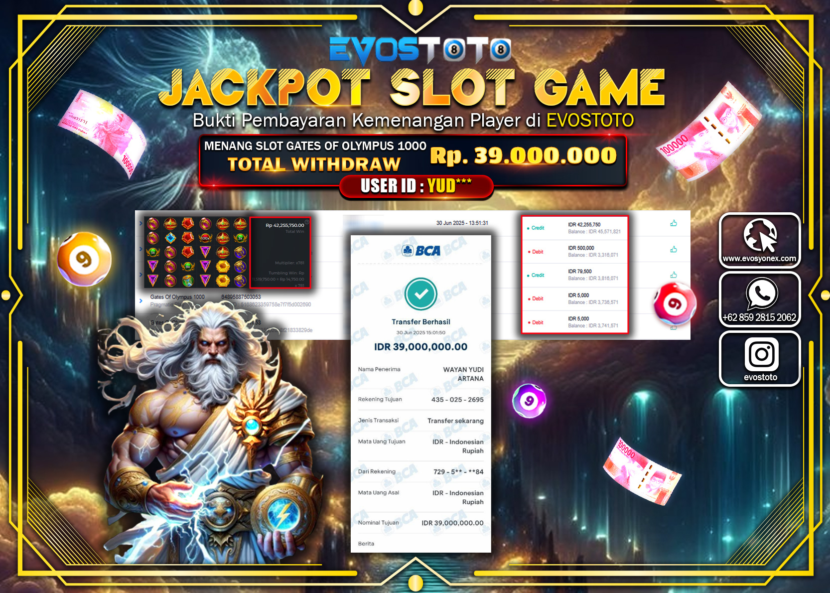PEMBAYARAN JACKPOT SLOT GATES OF OLYMPUS 1000 RP39.000.000 DI BAYAR LANGSUNG !