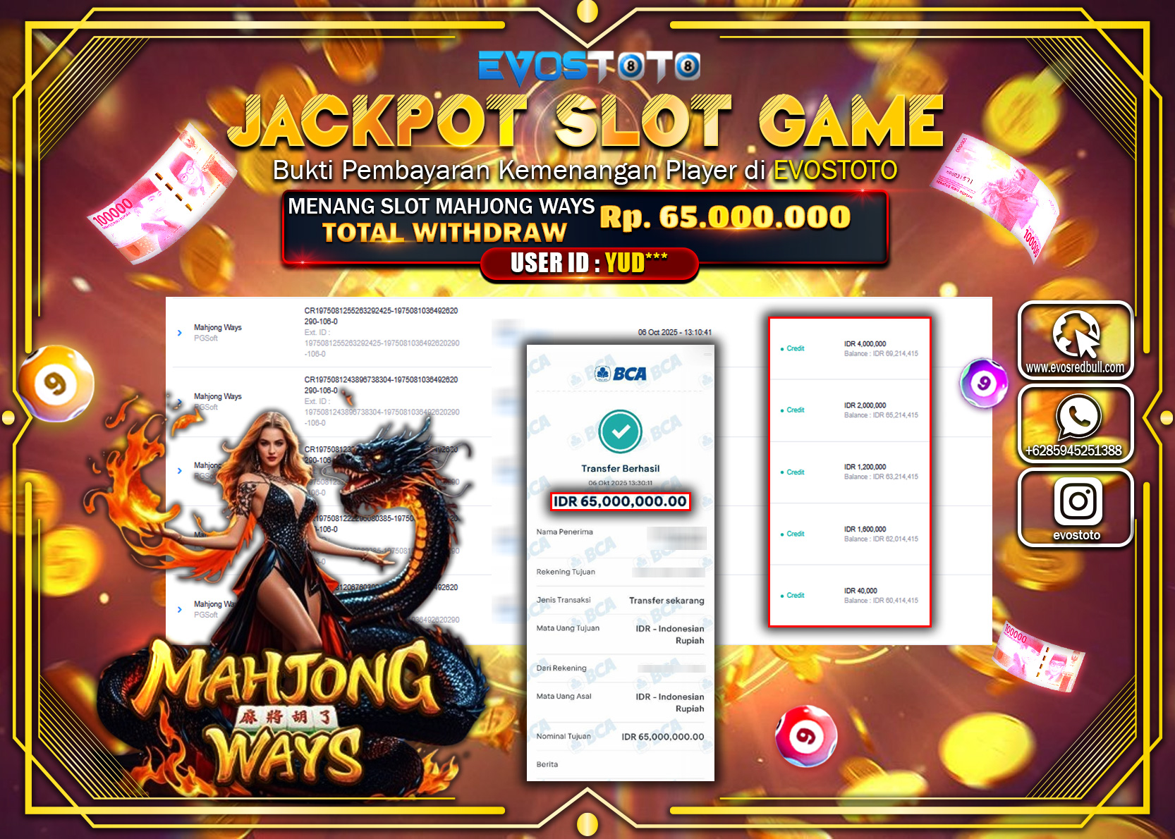 PEMBAYARAN JACKPOT SLOT MAHJONG WAYS  Rp65.000.000 DI BAYAR LANGSUNG !