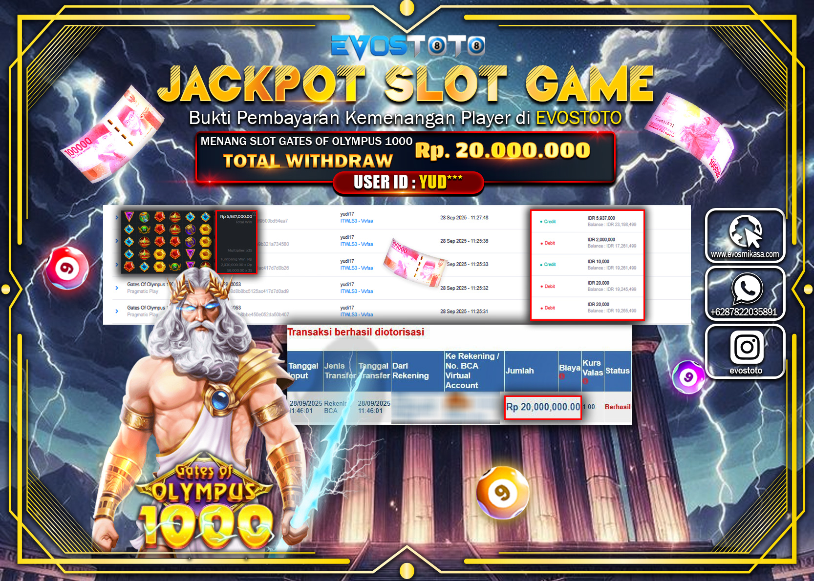 PEMBAYARAN JACKPOT SLOT GATES OF OLYMPUS  Rp20.000.000 DI BAYAR LANGSUNG !
