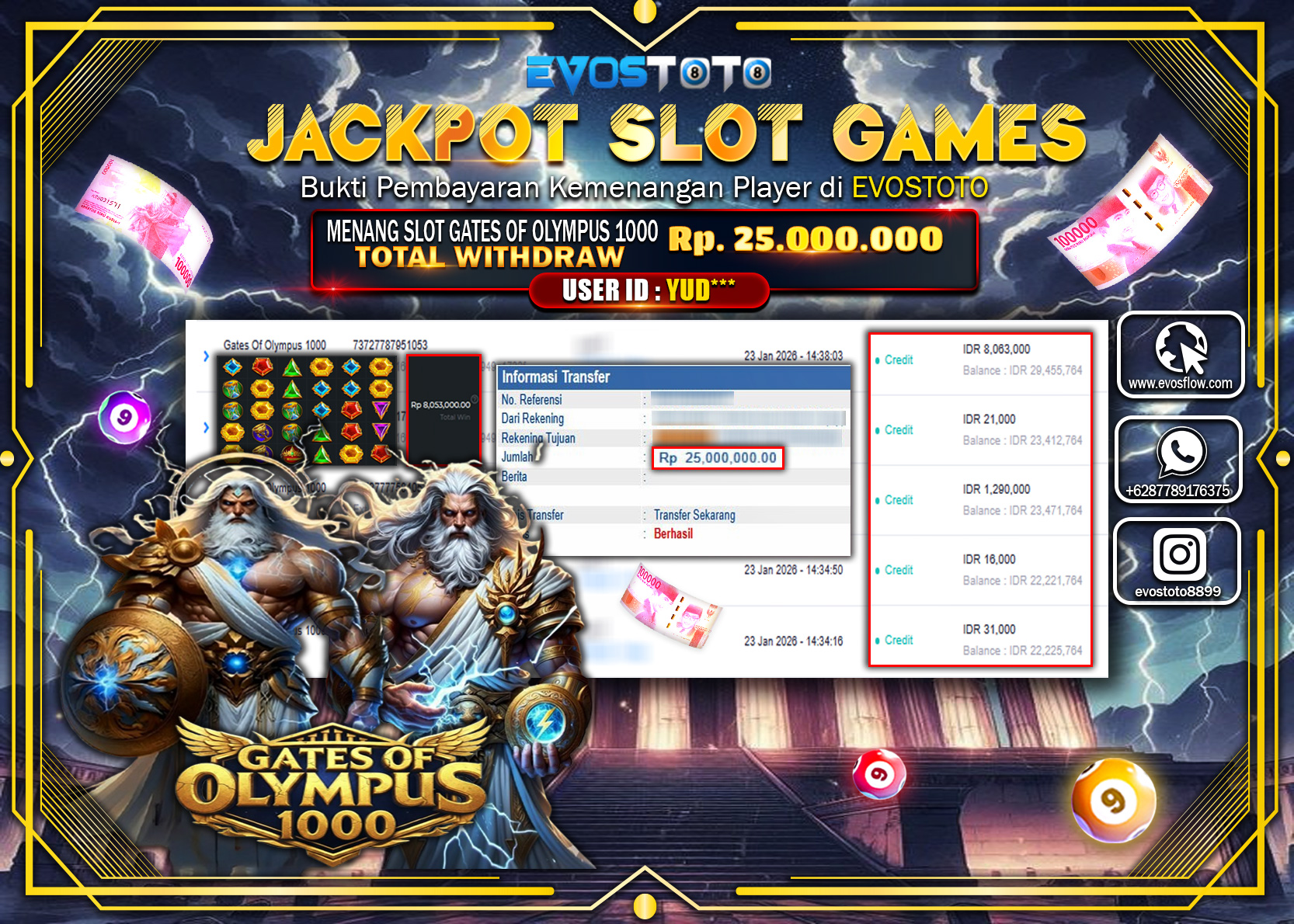 PEMBAYARAN JACKPOT SLOT GATES OF OLYMPUS 1000 Rp.25.000.000 DI BAYAR LANGSUNG !