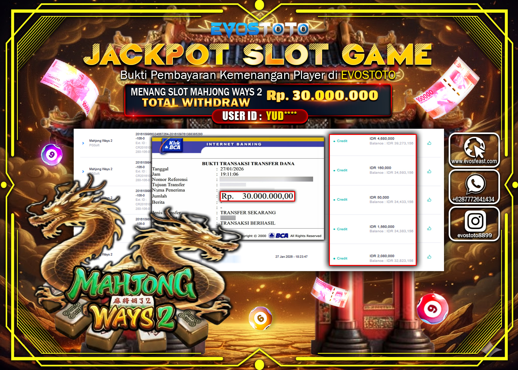 PEMBAYARAN JACKPOT SLOT MAHJONG WAYS 2 Rp.30.000.000 DI BAYAR LANGSUNG !