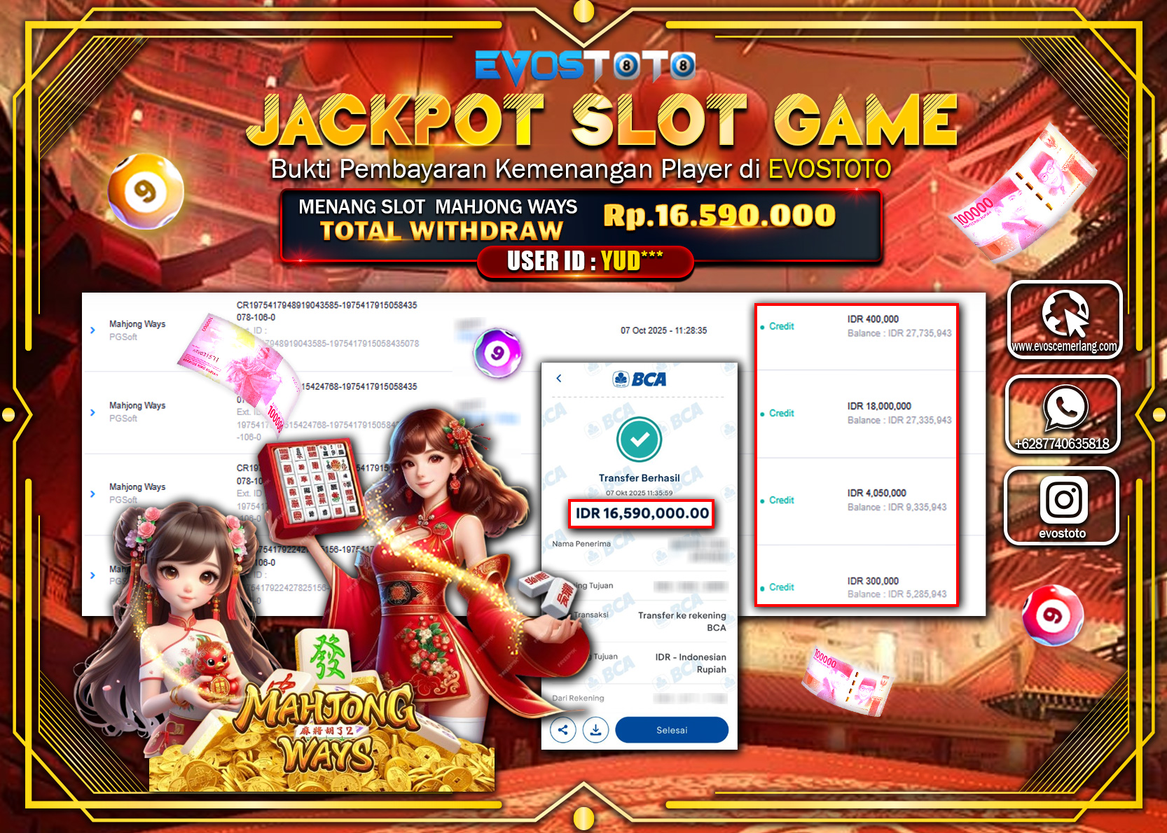 PEMBAYARAN JACKPOT SLOT MAHJONG WAYS Rp16.590.000 DI BAYAR LANGSUNG !