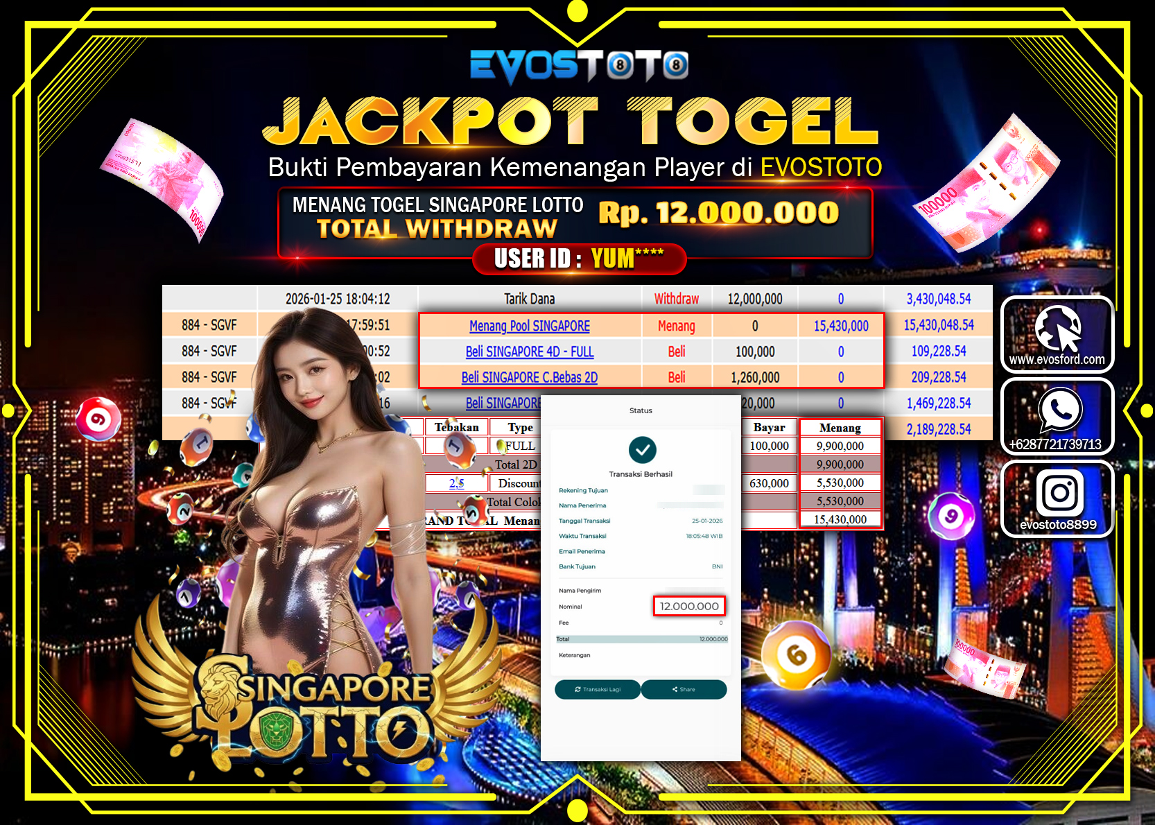 PEMBAYARAN JACKPOT TOGEL POOL SINGAPORE Rp.12.000.000 DI BAYAR LANGSUNG !