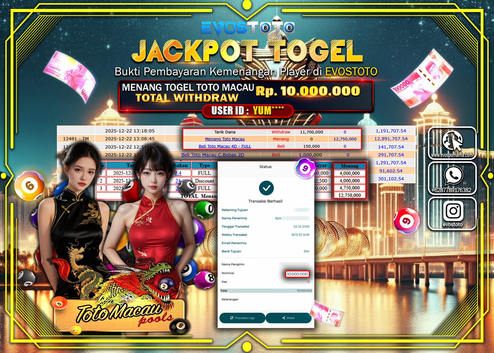 PEMBAYARAN JACKPOT TOGEL TOTO MACAU Rp.10.000.000 DI BAYAR LANGSUNG !