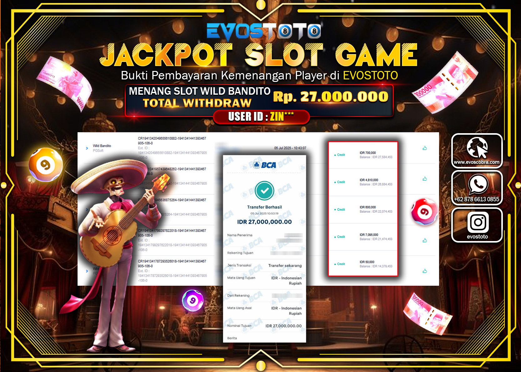 PEMBAYARAN JACKPOT SLOT WILD BANDITO RP27.000.000 DI BAYAR LANGSUNG !