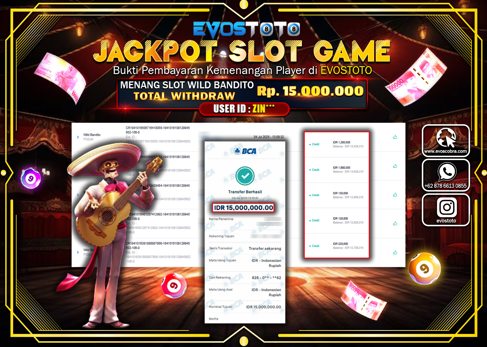 PEMBAYARAN JACKPOT SLOT WILD BANDITO RP15.000.000 DI BAYAR LANGSUNG !