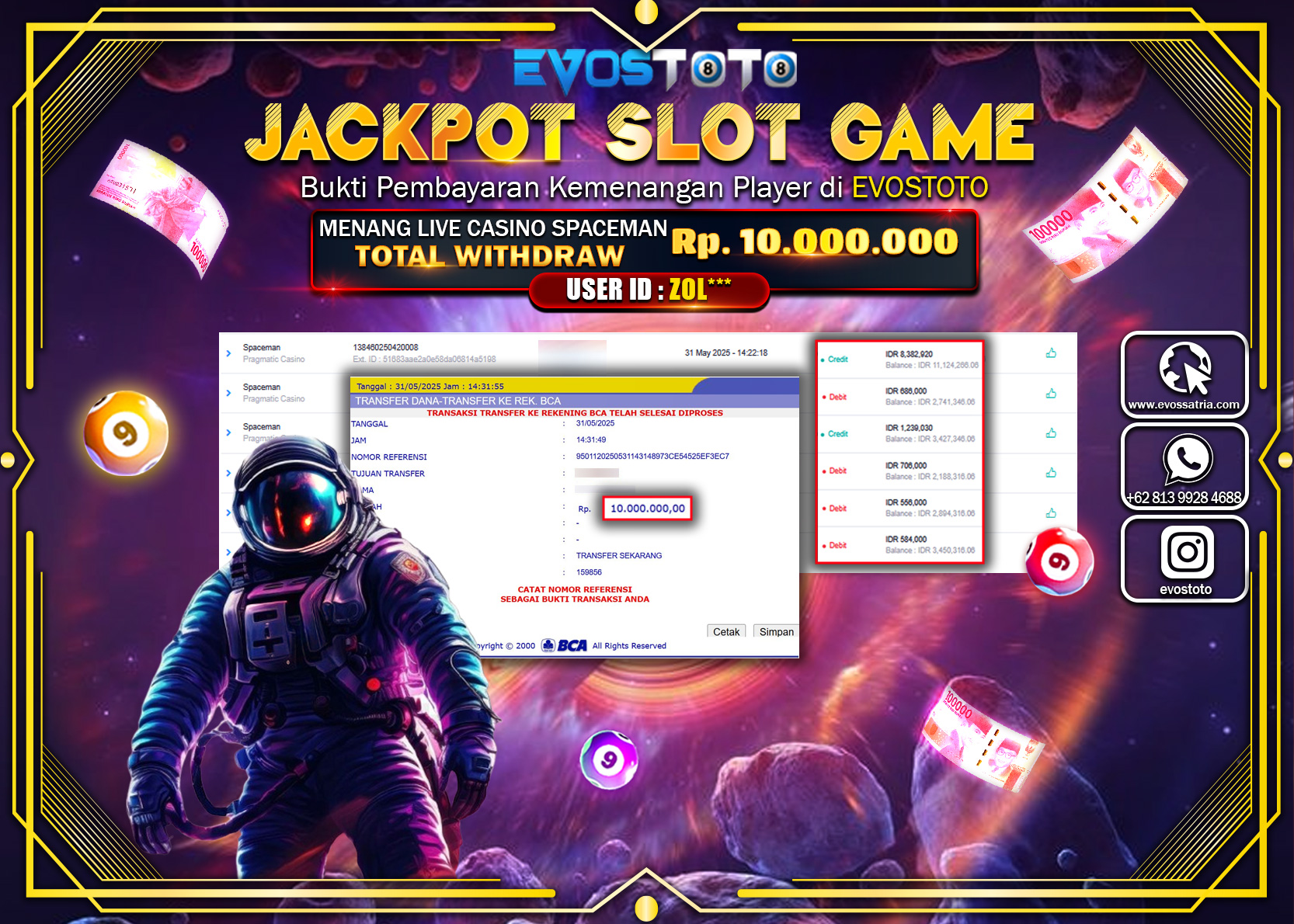 PEMBAYARAN JACKPOT SLOT SPACEMAN 10.000.000 DI BAYAR LANGSUNG !