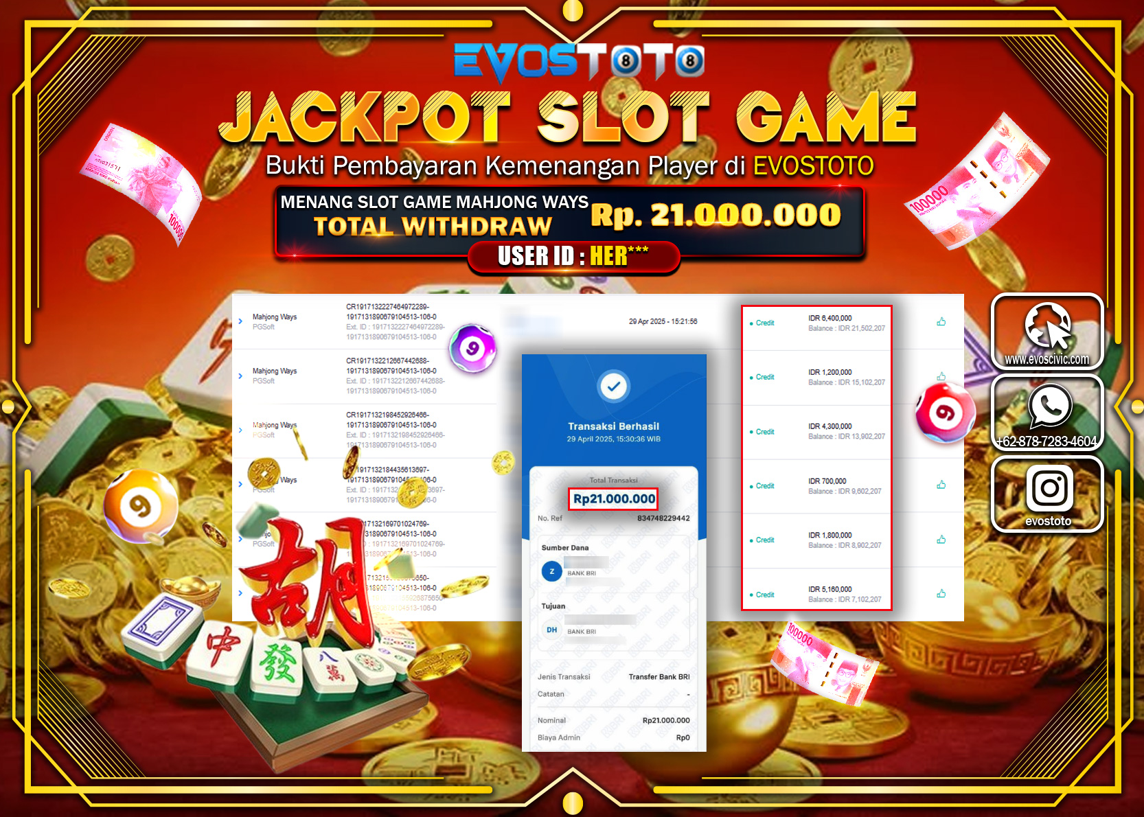 PEMBAYARAN JACKPOT SLOT MAHJONG WAYS Rp.21.000.000 DI BAYAR LANGSUNG !